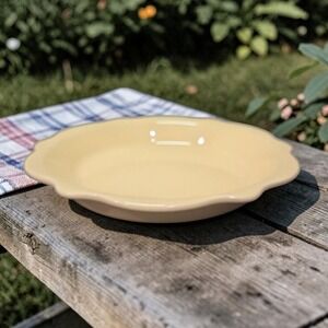 Gail Pittman Hospitality Collection Butter Yellow Pie Plate, Scalloped Edges